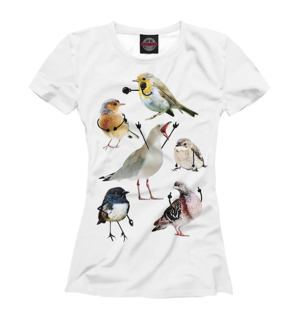 Женская футболка с изображением Птички арт цвета Белый
