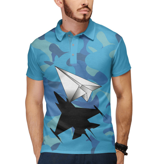 Мужское поло с изображением ВВС цвета Белый