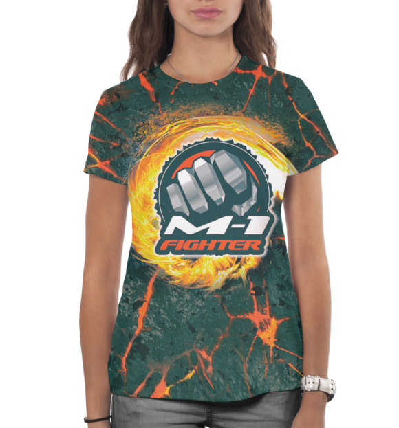 Женская футболка с изображением M-1 Fighter цвета Белый