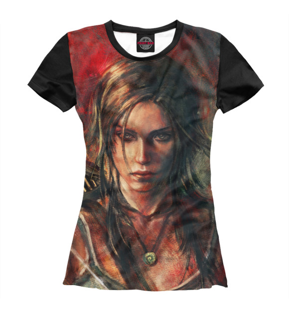 Женская футболка с изображением Лара Крофт цвета Белый