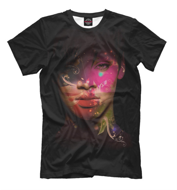 Мужская футболка с изображением Rihanna цвета Черный