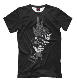 Мужская футболка Руки черные цветы