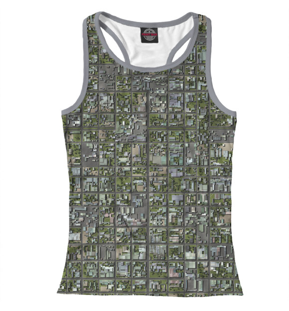 Женская майка-борцовка с изображением Карта городской застройки цвета Белый