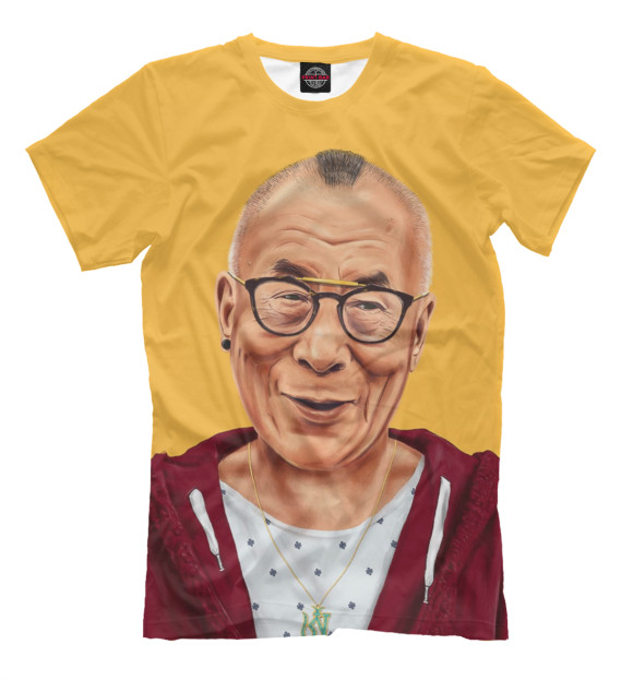 Футболка для мальчиков с изображением Dalai Lama цвета Молочно-белый