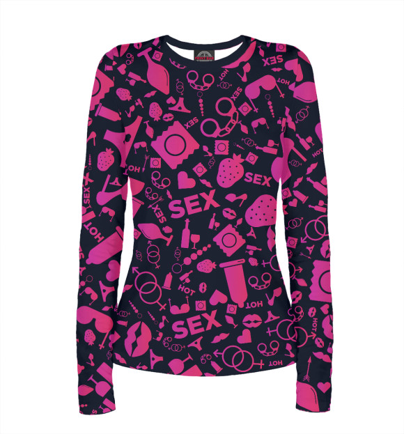 Женский лонгслив с изображением Sex цвета Белый