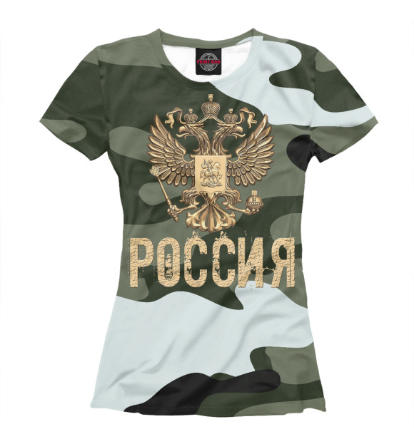 Футболка для девочек с изображением Россия цвета Белый