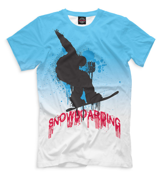 Мужская футболка с изображением Сноубординг цвета Грязно-голубой