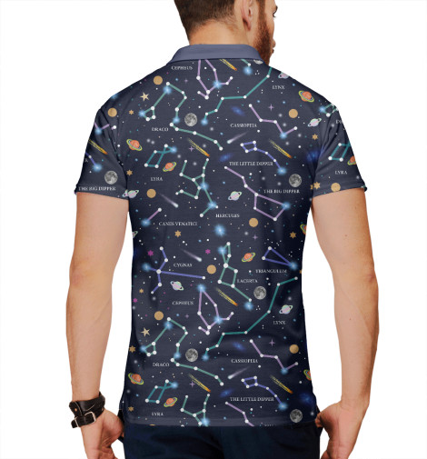 

Поло Print Bar, Белый, Созвездия и планеты