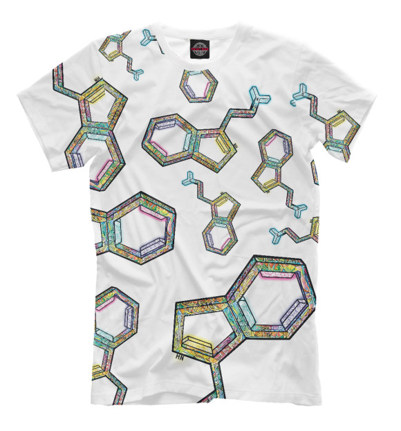 Мужская футболка с изображением Molecule цвета Молочно-белый