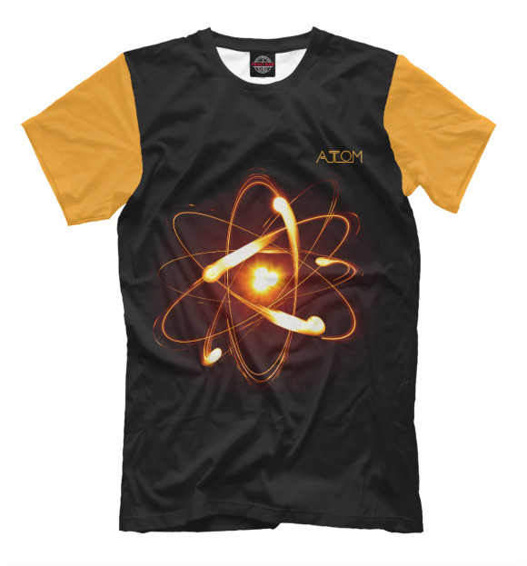 Мужская футболка с изображением Атом цвета Черный