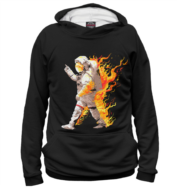 Женское худи с изображением Астронавт в огне цвета Белый