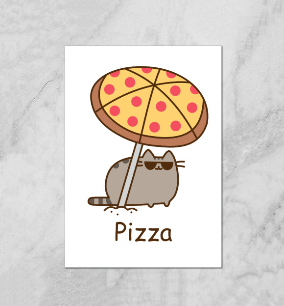 Плакат с изображением Pizza цвета Белый