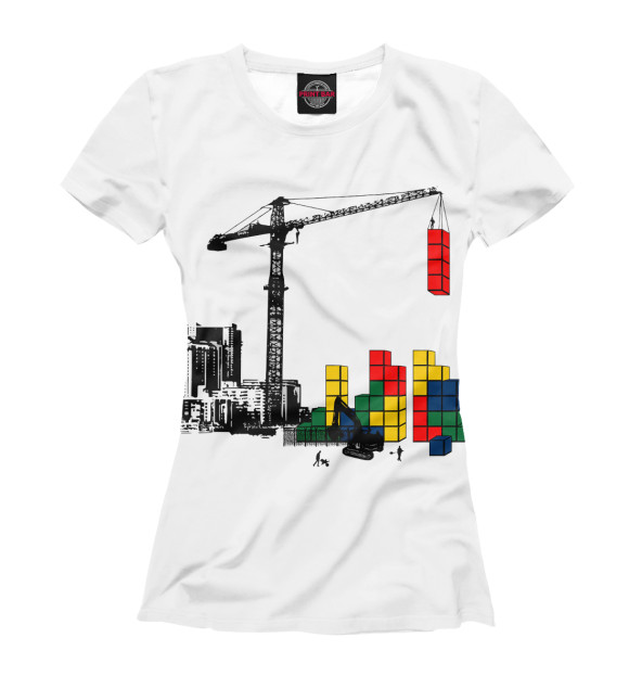 Женская футболка с изображением Тетрис цвета Белый