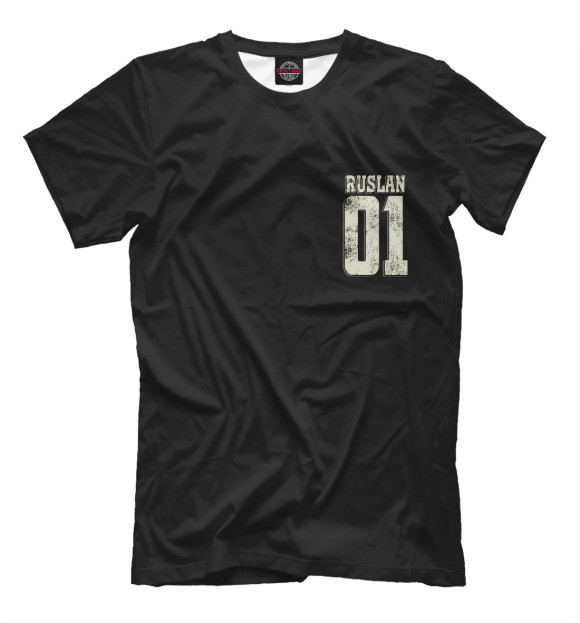 Мужская футболка с изображением Руслан 01 цвета Черный