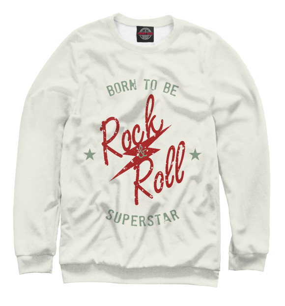 Свитшот для мальчиков с изображением Born To Be Rock&Roll Superstar цвета Белый