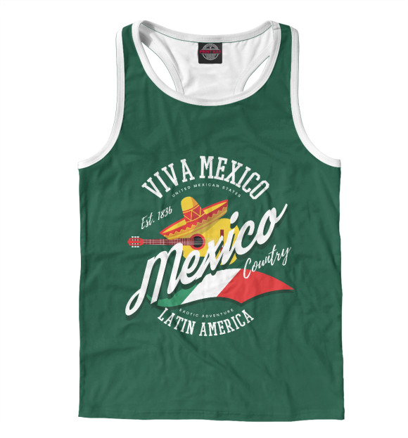 Мужская майка-борцовка с притом Мексика цвета Белый Мужская майка-борцовка с изображением Мексика цвета Белый