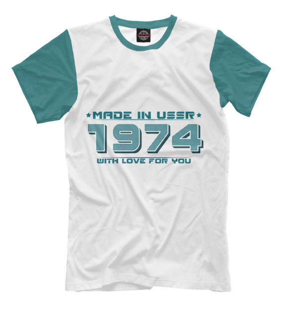 Мужская футболка с изображением Made in USSR 1974 цвета Молочно-белый