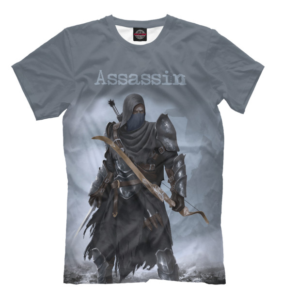 Мужская футболка с притом Assassin цвета Серый Мужская футболка с изображением Assassin цвета Серый