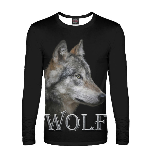 Мужской лонгслив с изображением Wolf цвета Белый