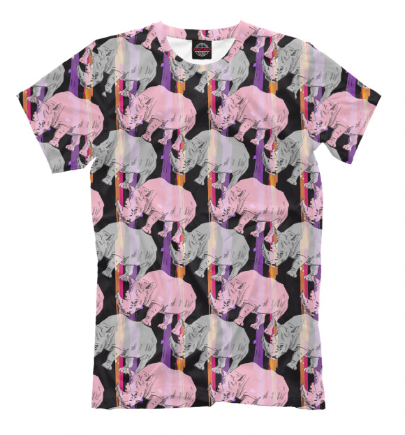 Футболка для мальчиков с притом Носороги цвета Белый Футболка для мальчиков с изображением Носороги цвета Белый