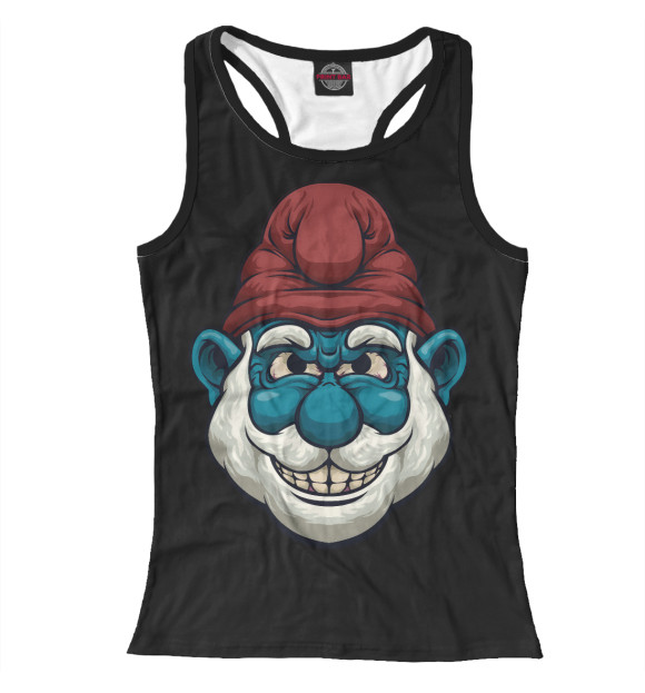 Женская майка-борцовка с изображением Злой смурфик цвета Белый