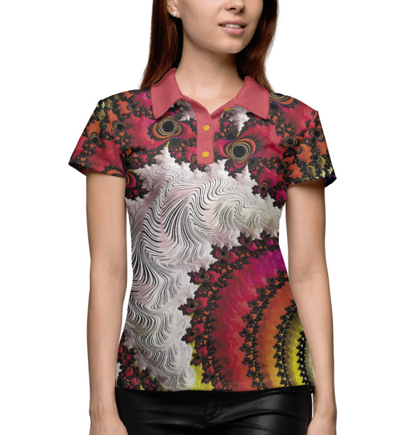 Женское поло с изображением Color fractal abstraction цвета Белый