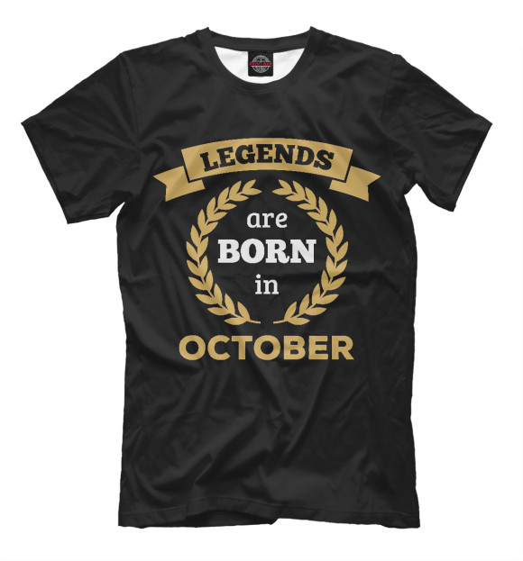 Футболка для мальчиков с изображением Легенды рождаются в октябре цвета Черный