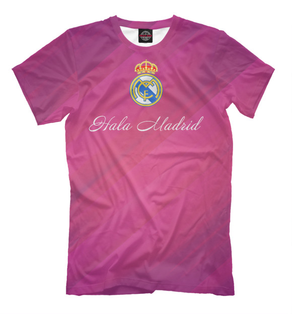 Мужская футболка с изображением Hala Madrid цвета Темно-розовый