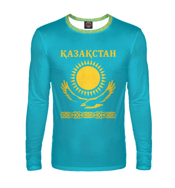 Мужской лонгслив с изображением Казахстан цвета Р‘РµР»С‹Р№