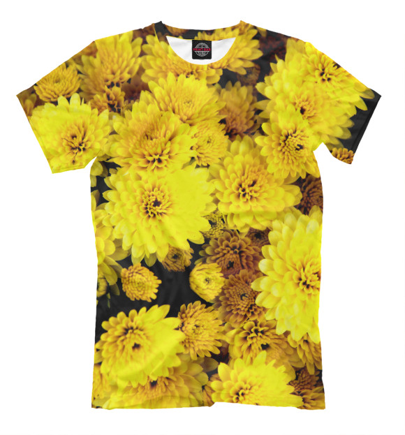 Мужская футболка с изображением Желтые цветочки цвета Молочно-белый