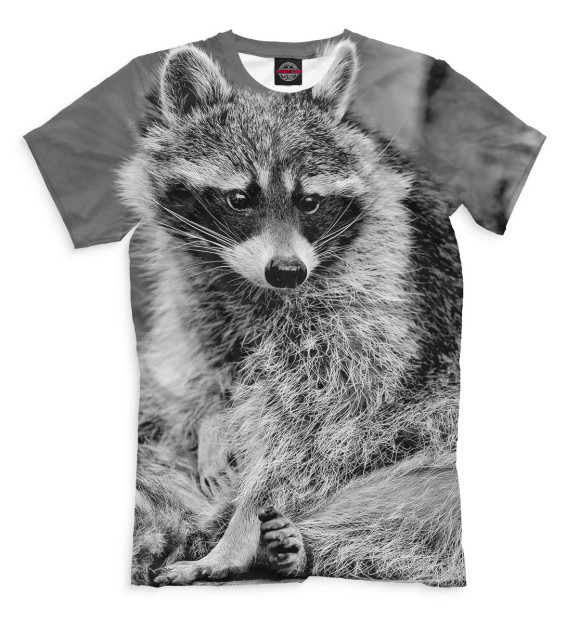 Мужская футболка с изображением Енот цвета Серый