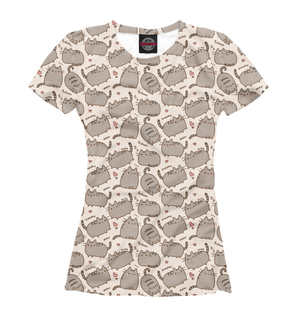 Женская футболка с изображением Круглые Котяшки цвета Белый