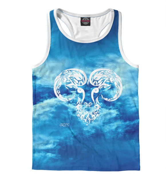 Мужская майка-борцовка с изображением Овен цвета Белый