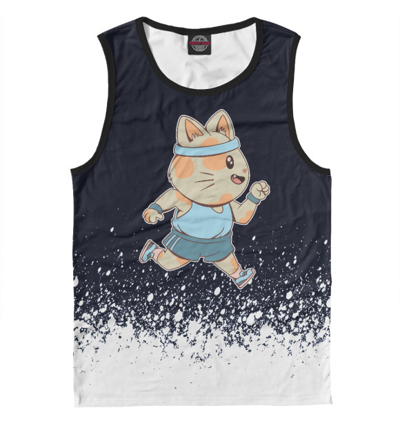 Майка для мальчика с изображением Jogging cat цвета Белый