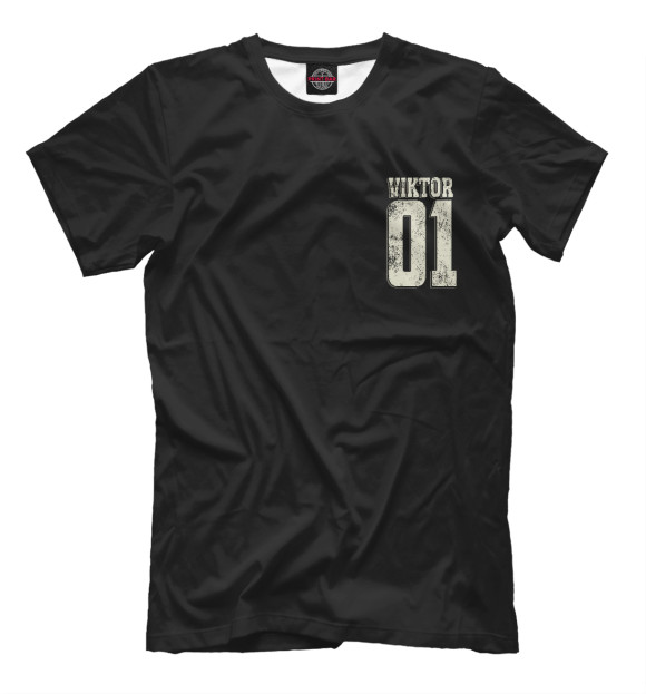 Мужская футболка с изображением Виктор 01 цвета Черный