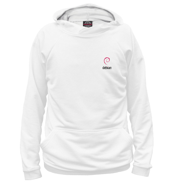 Женское худи с изображением Debian White цвета Белый