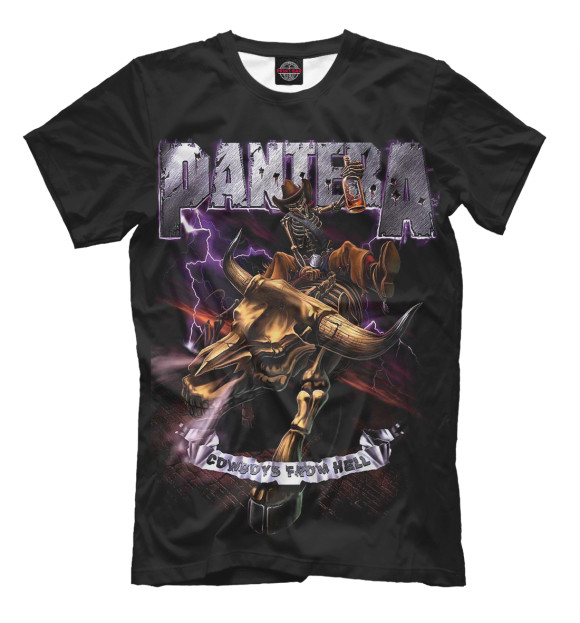 Мужская футболка с изображением Pantera Cowboys From Hell цвета Черный