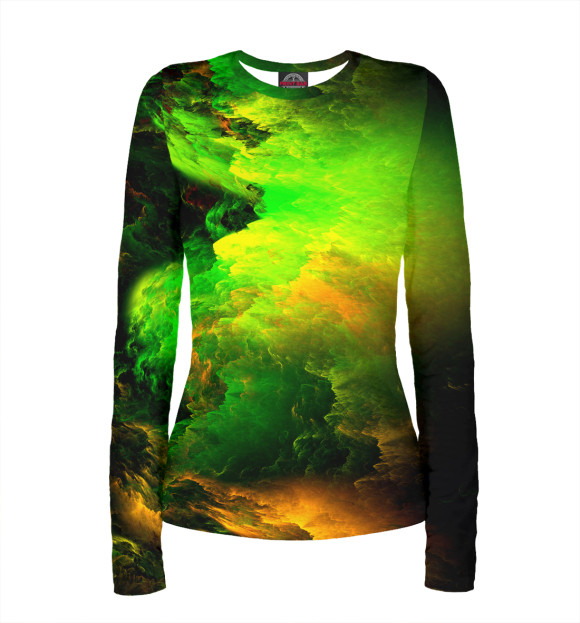 Женский лонгслив с изображением Космос цвета Белый