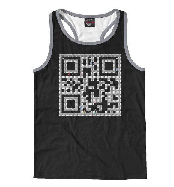 Мужская майка-борцовка с изображением QR Tank 1990 цвета Белый