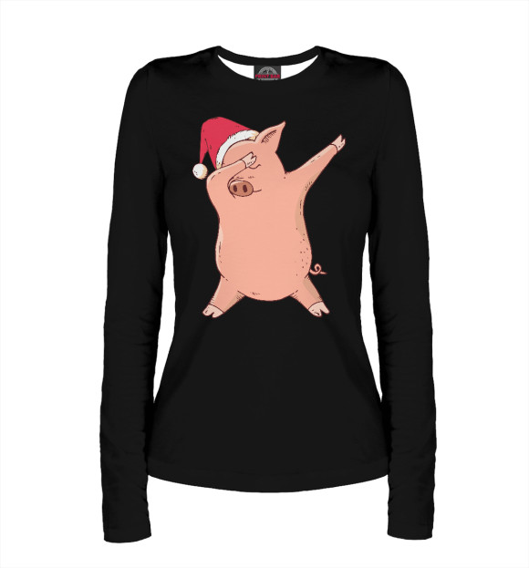 Женский лонгслив с изображением DAB Pig цвета Белый