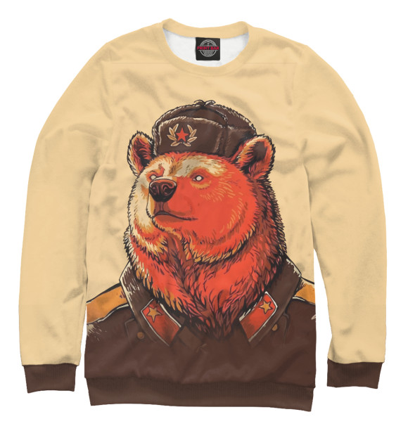 Мужской свитшот с изображением Медведь СССР цвета Белый