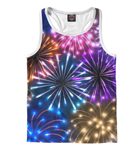 Мужская майка-борцовка с изображением Салют цвета Белый