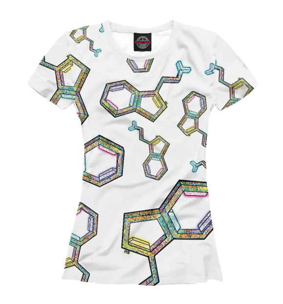 Женская футболка с изображением Molecule цвета Белый