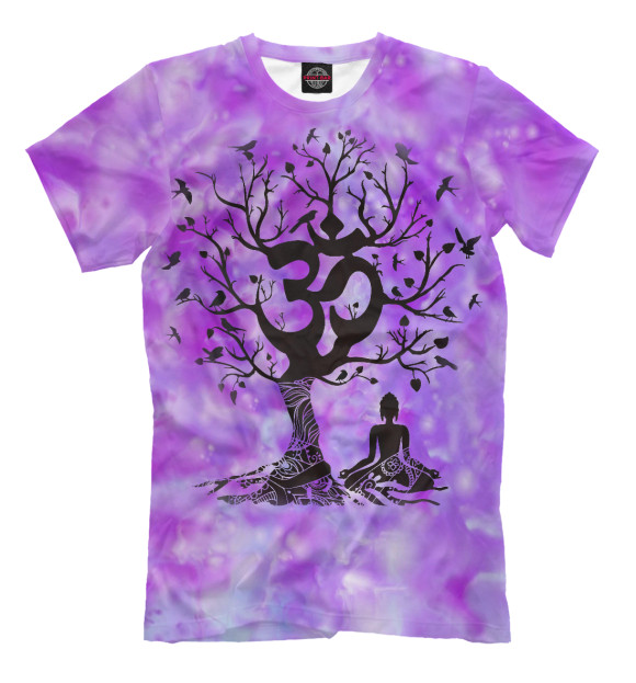 Мужская футболка с изображением Йога - медитация цвета Светло-сиреневый