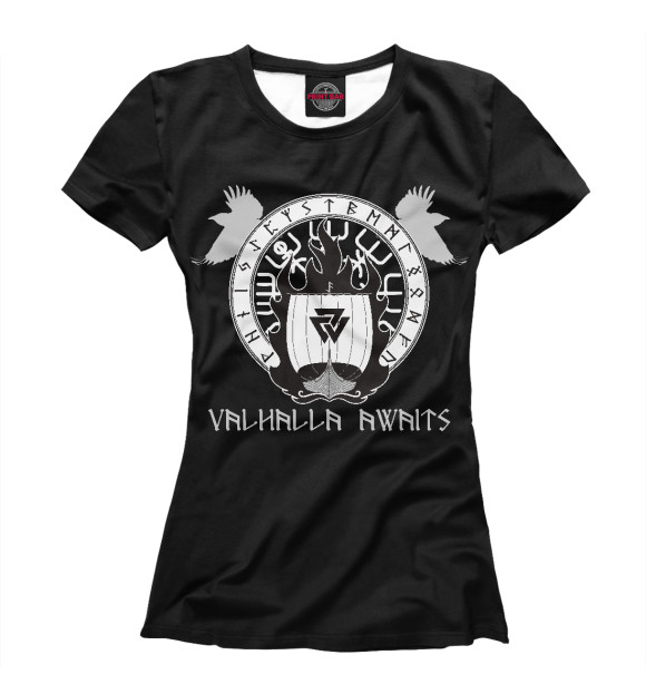 Футболка для девочек с изображением Valhalla awaits цвета Белый