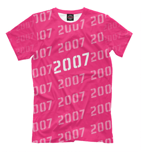 Мужская футболка с изображением 2007 цвета Темно-розовый