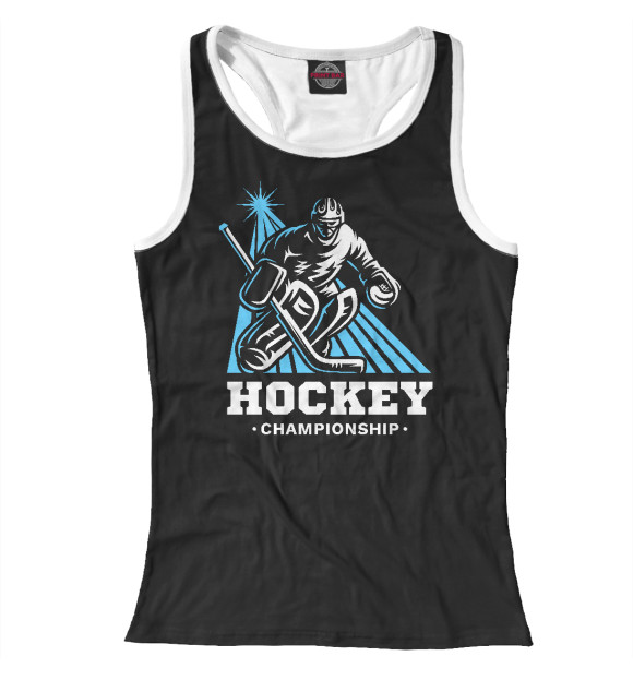 Женская майка-борцовка с изображением Хоккеист цвета Белый