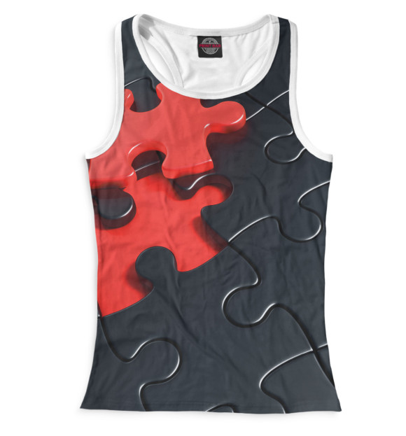 Женская майка-борцовка с изображением Пазл цвета Белый