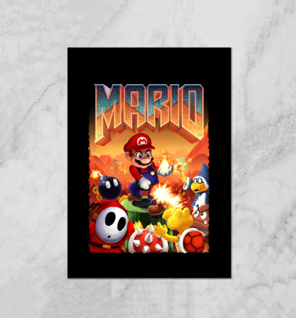 Плакат с притом Mario Doom цвета Белый Плакат с изображением Mario Doom цвета Белый