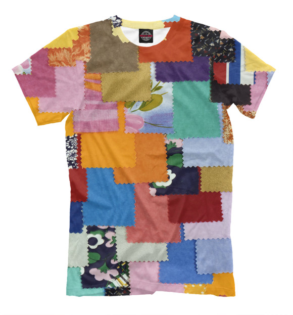 Футболка для мальчиков с изображением Лоскутное шитье цвета Молочно-белый